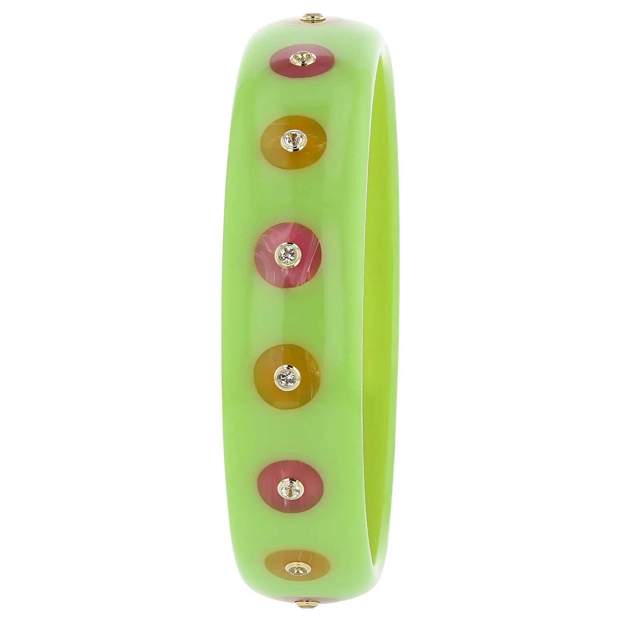 Sophia Bangle | Expressive bakelite bangle with inlay and stones.