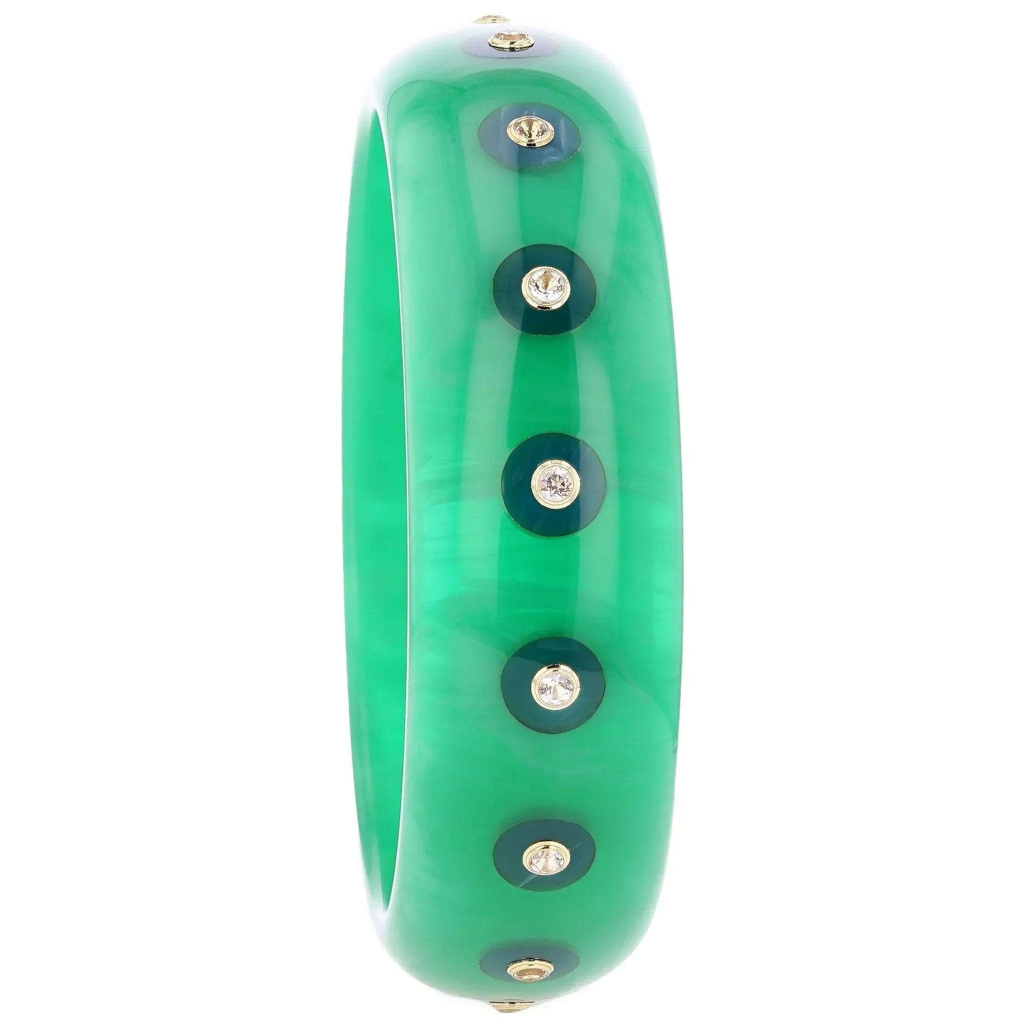 Sophia Bangle | Mint green bakelite bangle with inlay and stones.