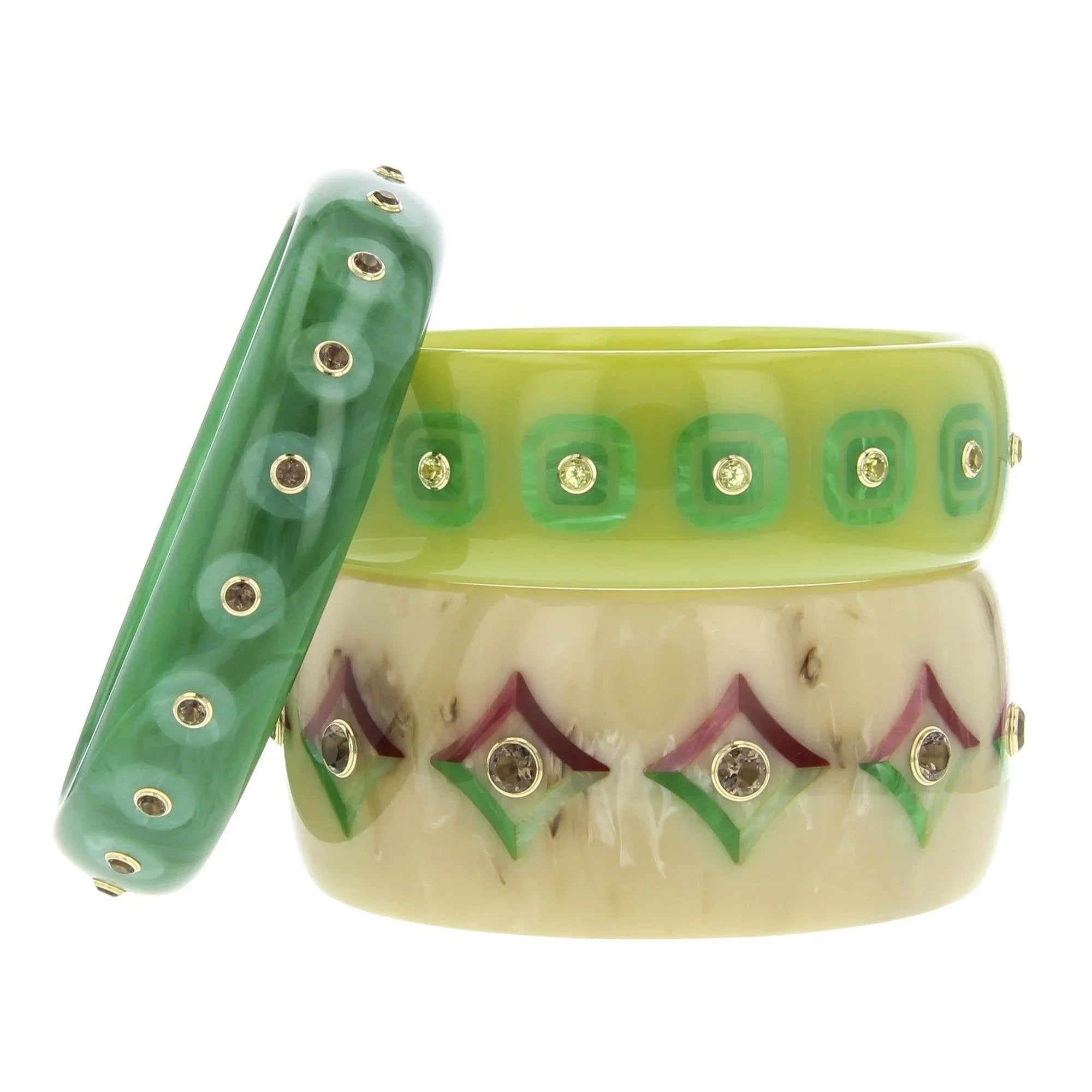 Sophia Bangle | Understated bakelite bangle with inlay and stones.