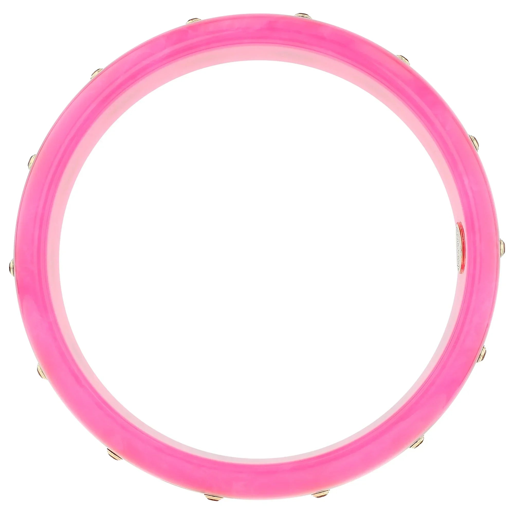 Sophia Bangle | Cerise pink bakelite with inlay and stones.