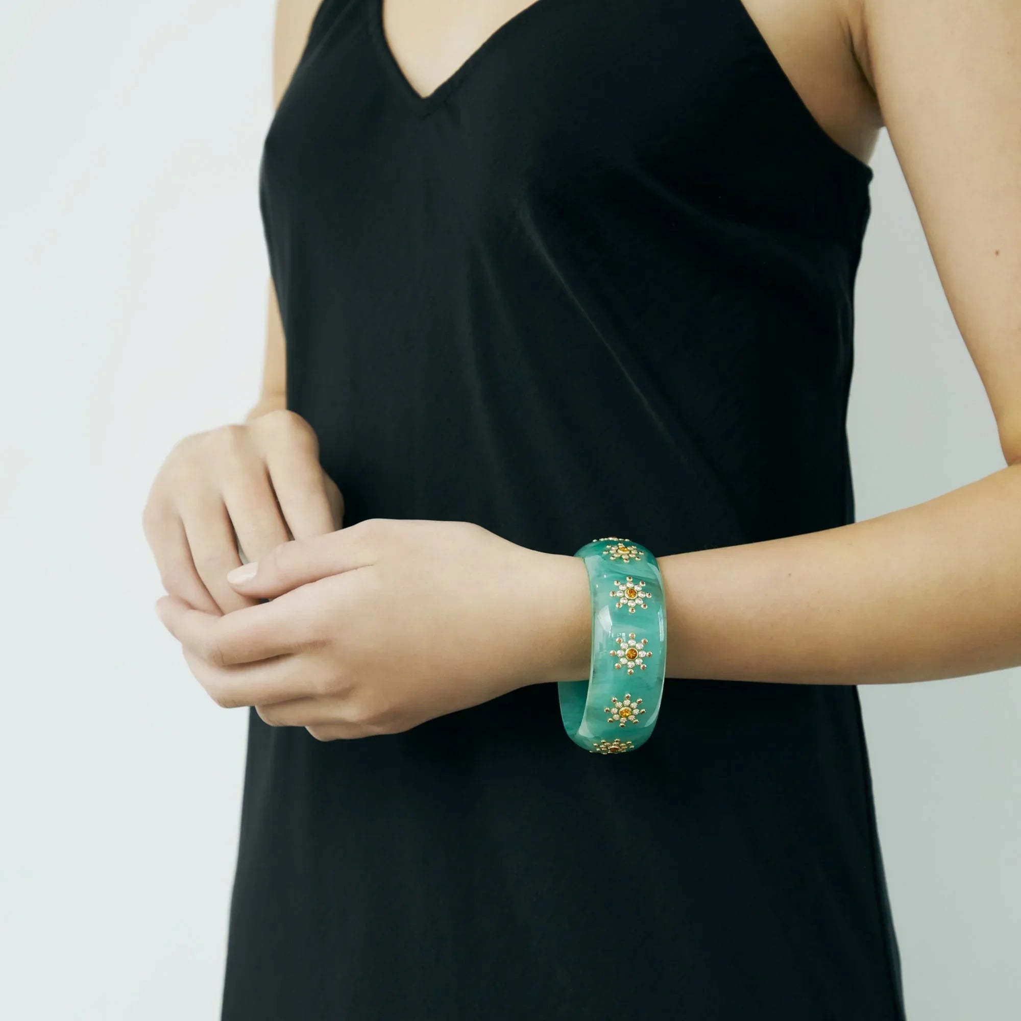 Stella Bangle | Bakelite bangle with starburst design stones.
