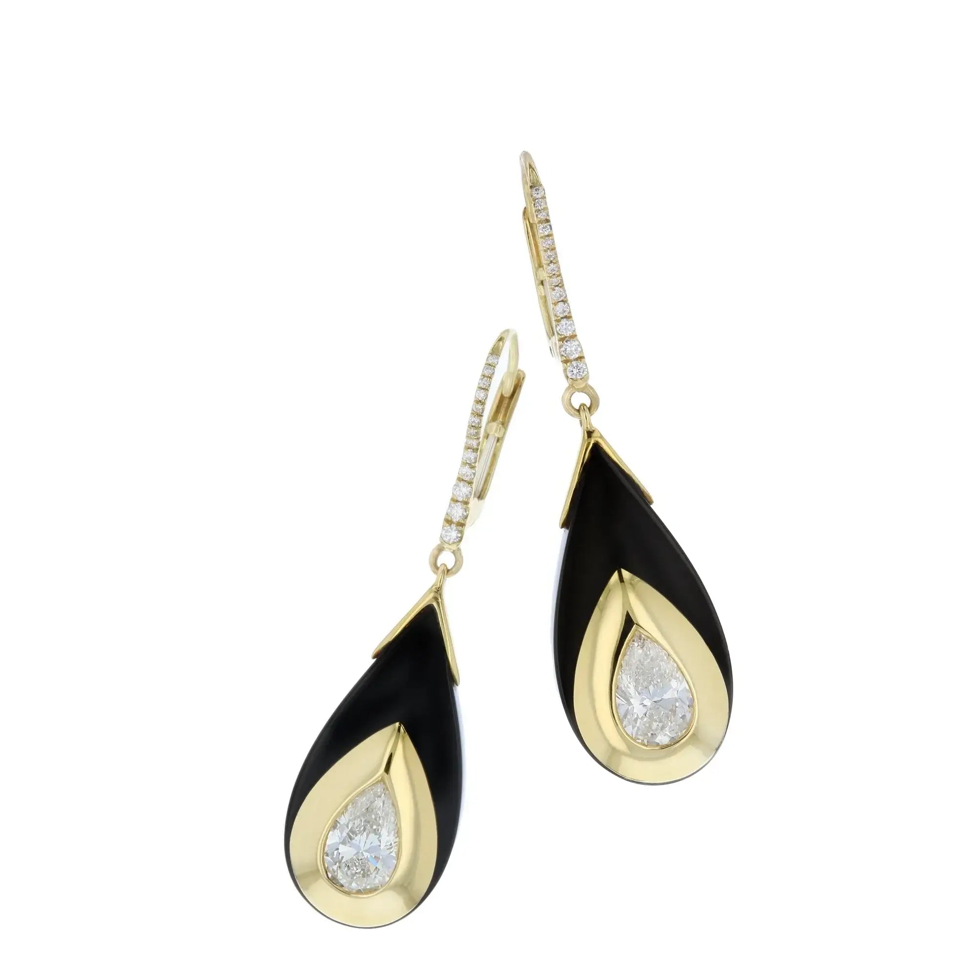 Theia Earrings | Drop earrings with pear shaped diamonds.