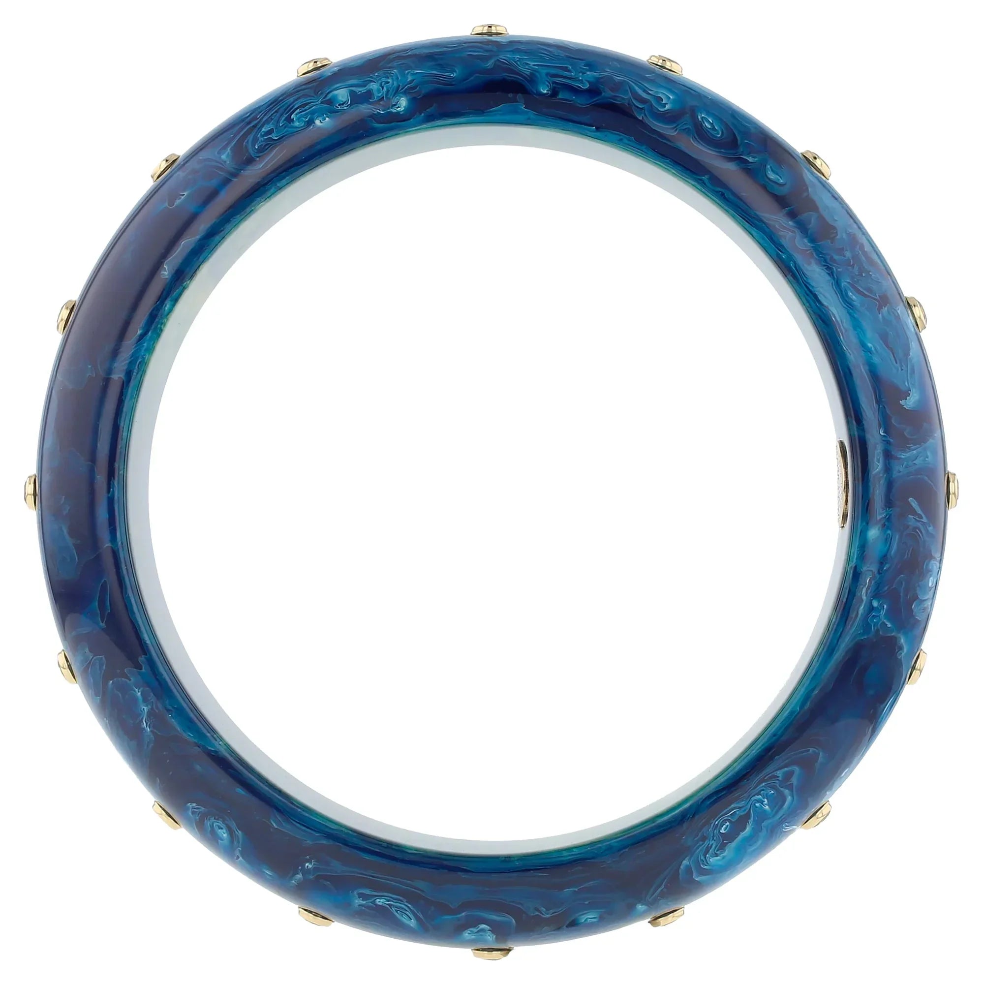 Valena Bangle | Midnight blue bakelite with inlay and stones.