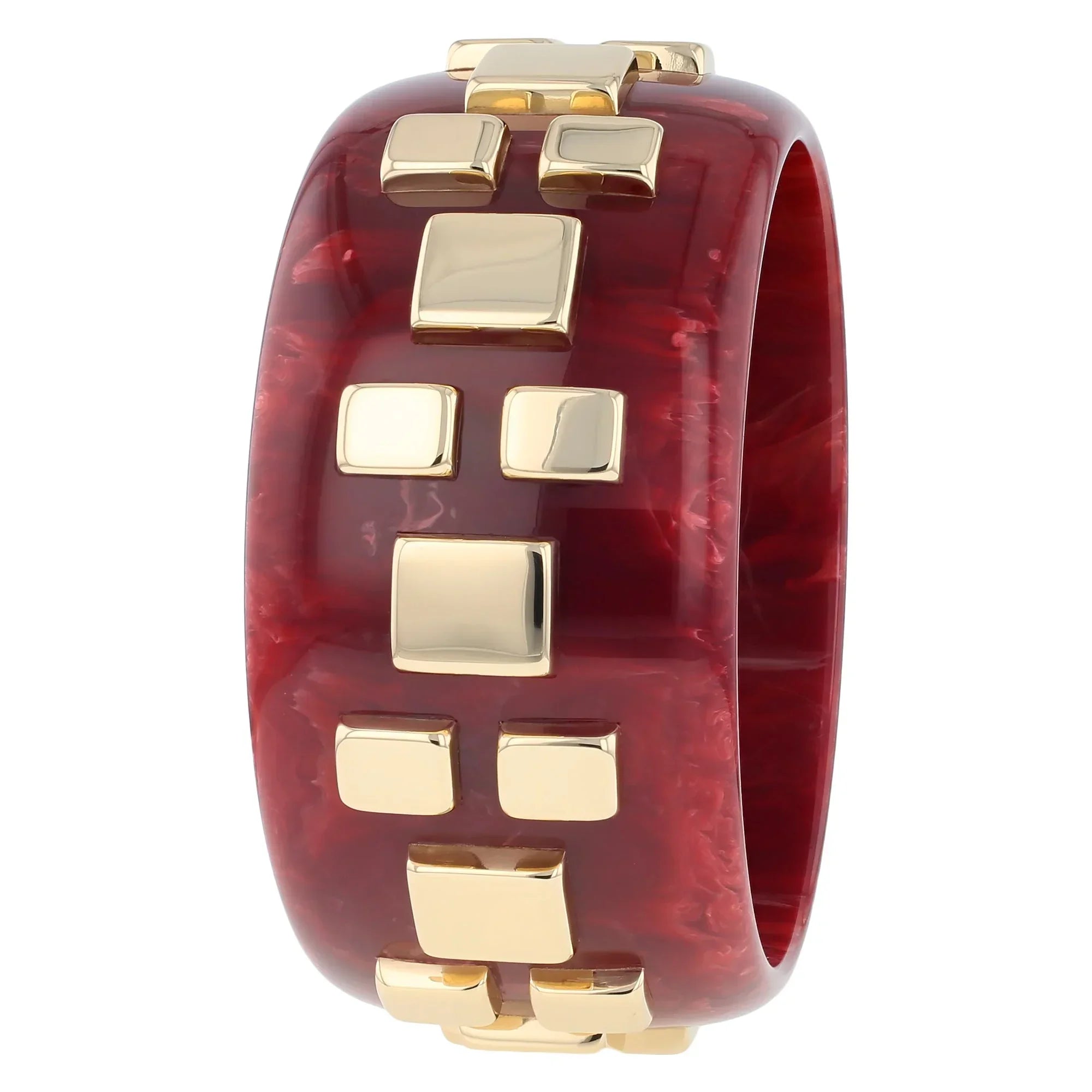Valencia Bangle | Wine red bakelite with inlay.