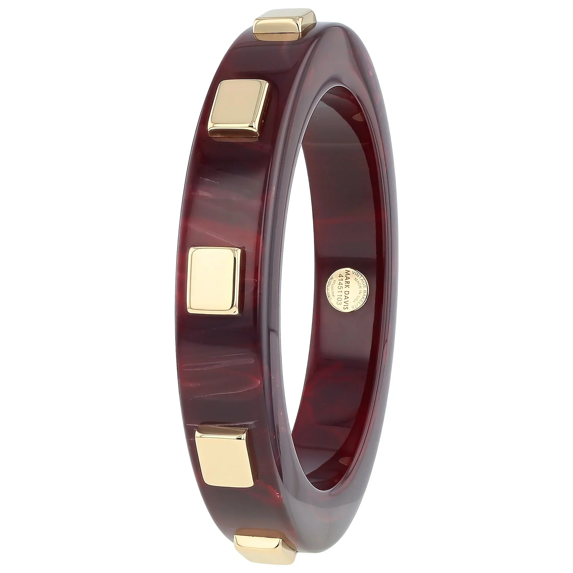 Valencia Bangle | Deep burgundy bakelite with inlay.