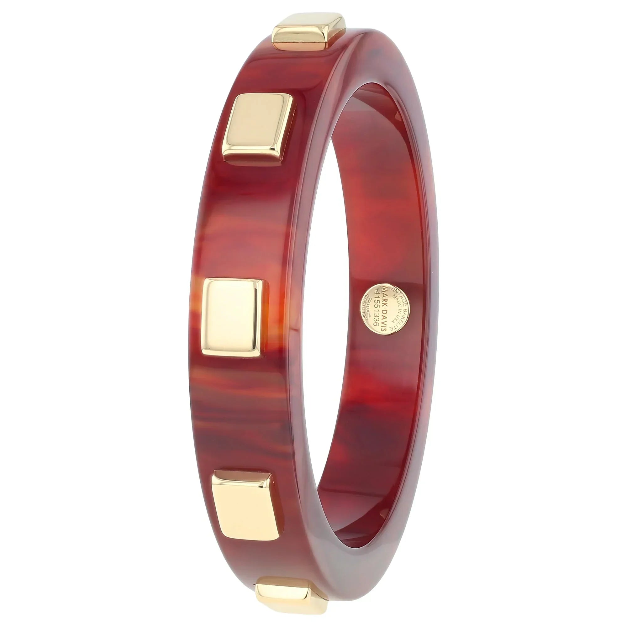 Valencia Bangle | Burnt sienna bakelite with inlay.