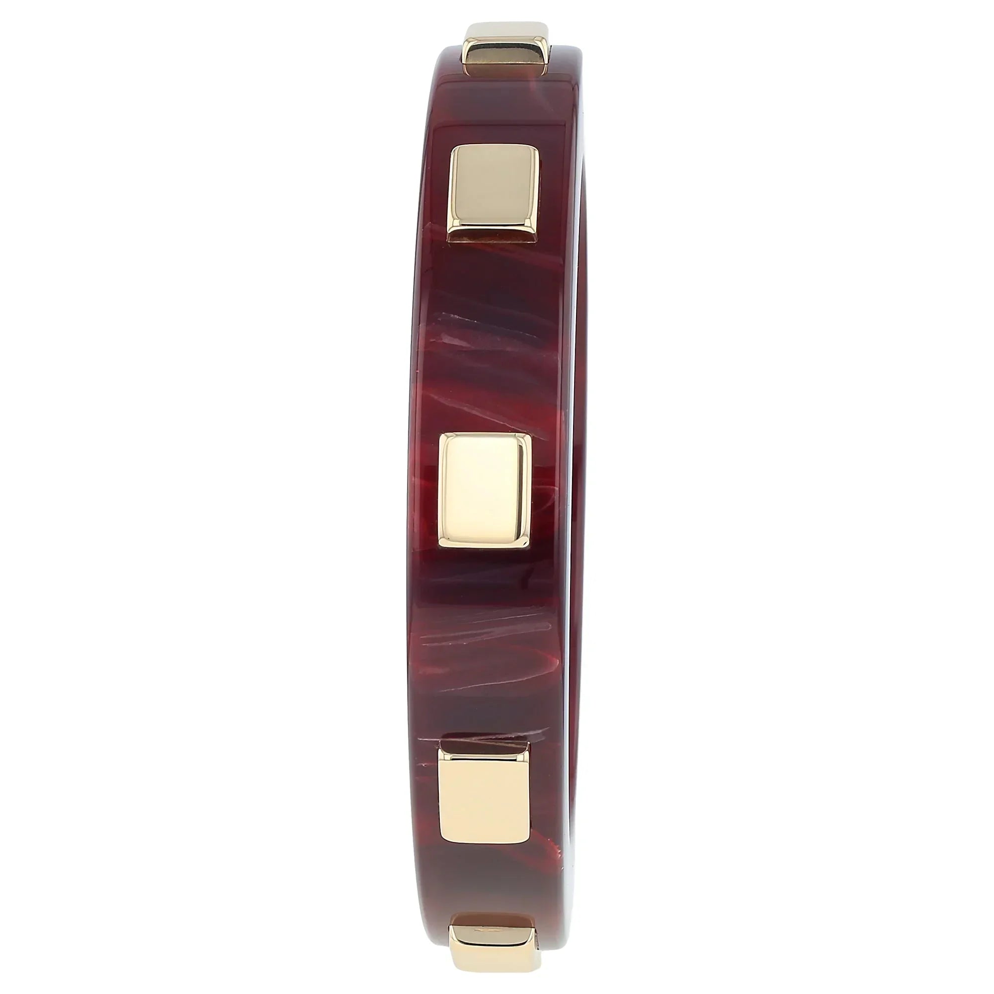 Valencia Bangle | Deep burgundy bakelite with inlay.
