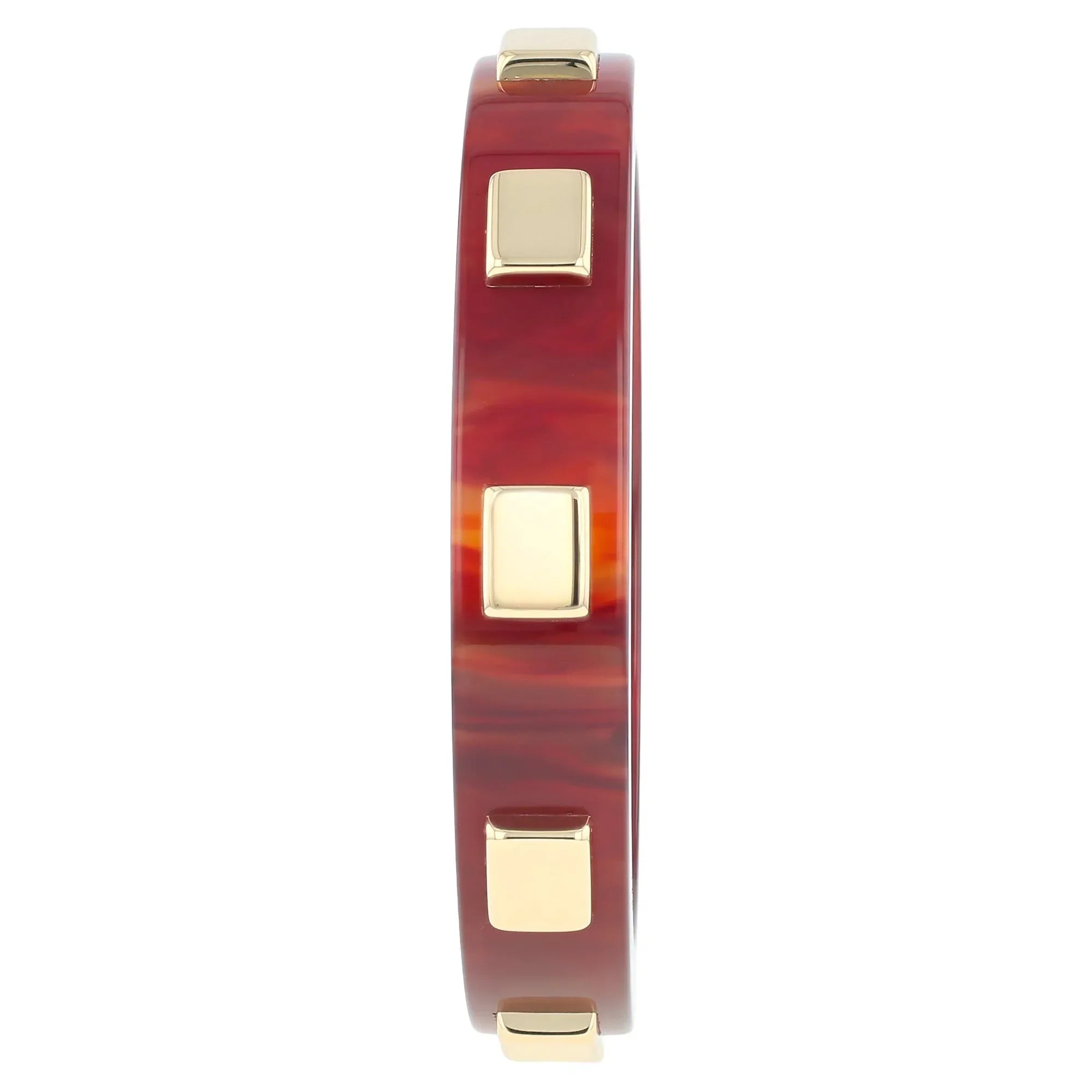 Valencia Bangle | Burnt sienna bakelite with inlay.