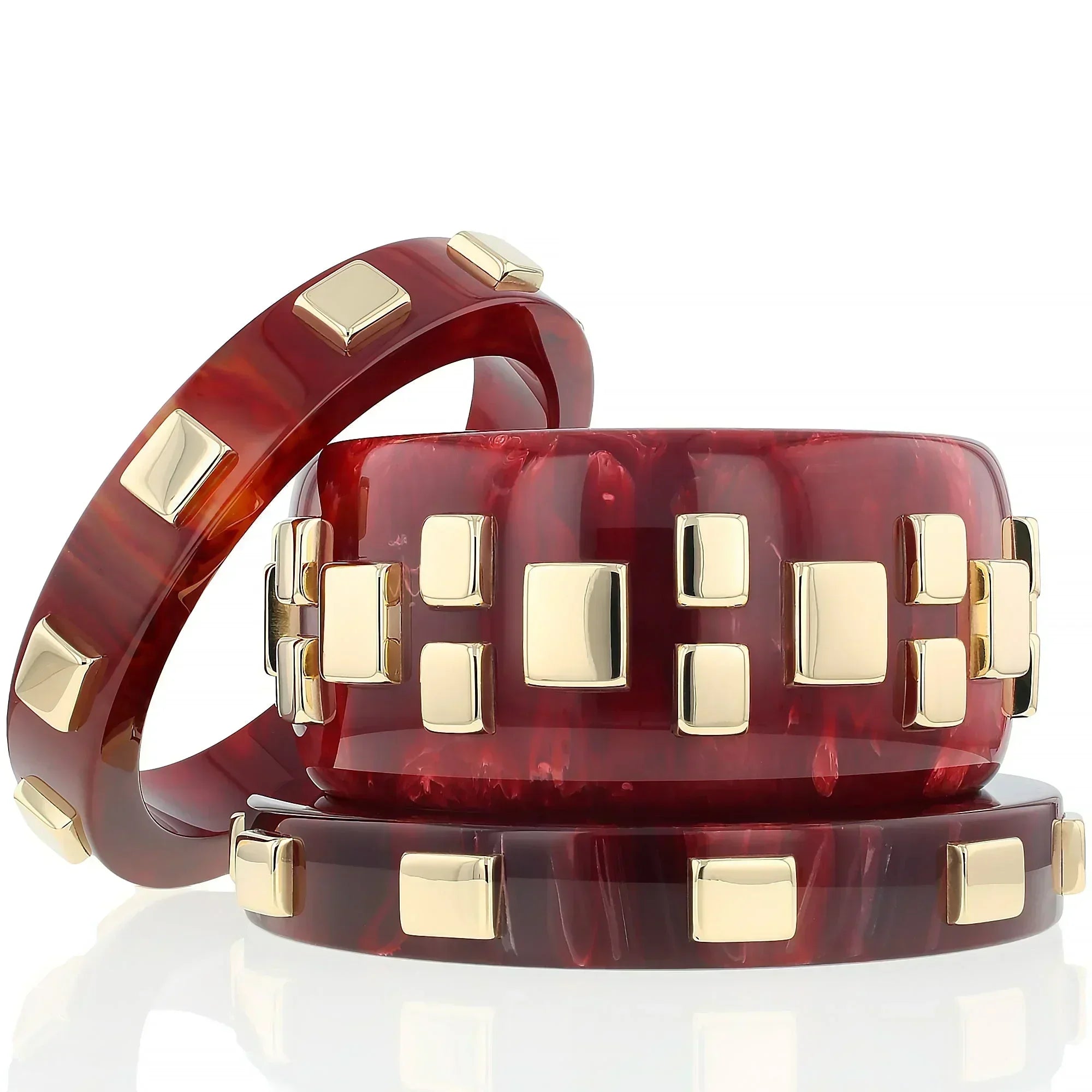 Valencia Bangle | Burnt sienna bakelite with inlay.