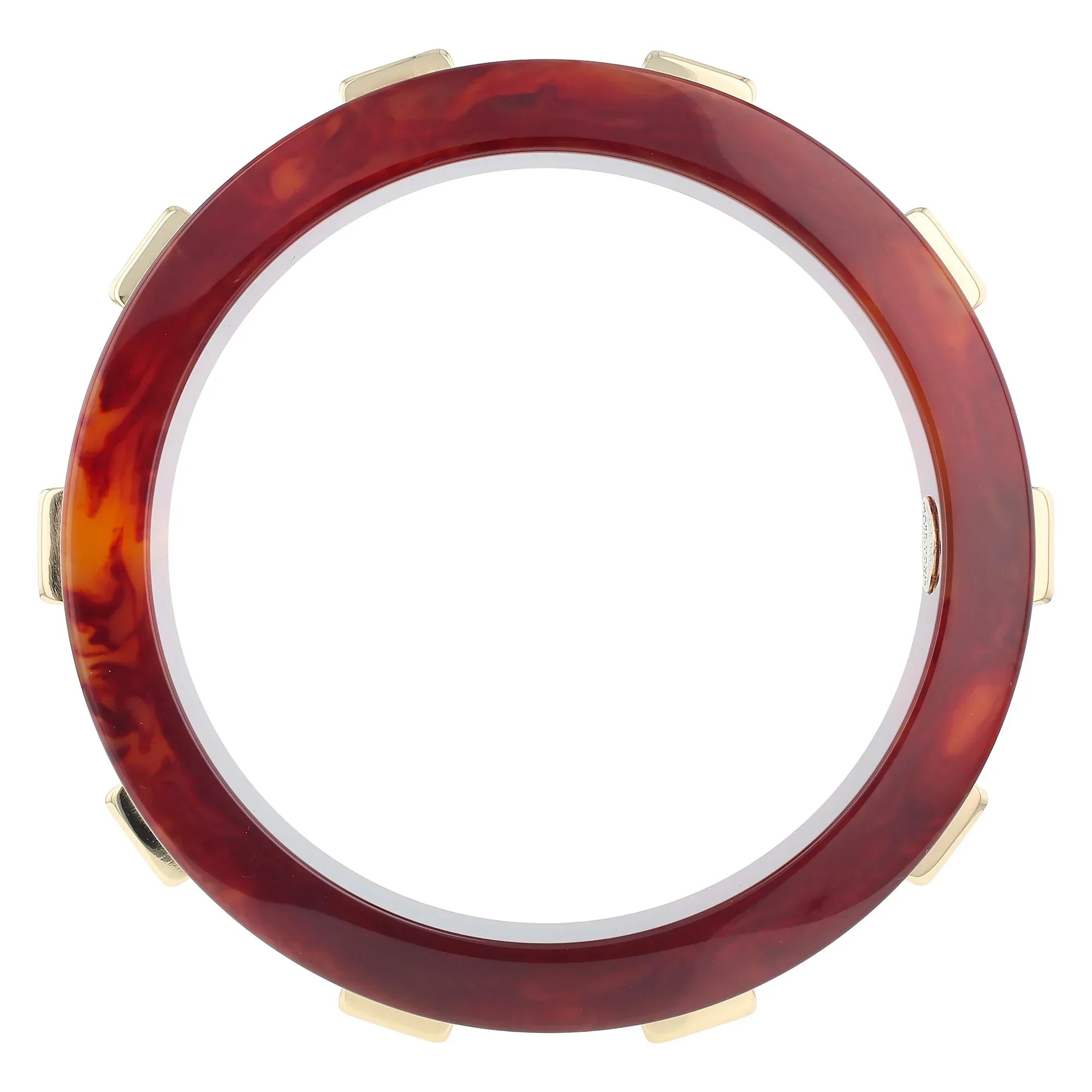 Valencia Bangle | Burnt sienna bakelite with inlay.