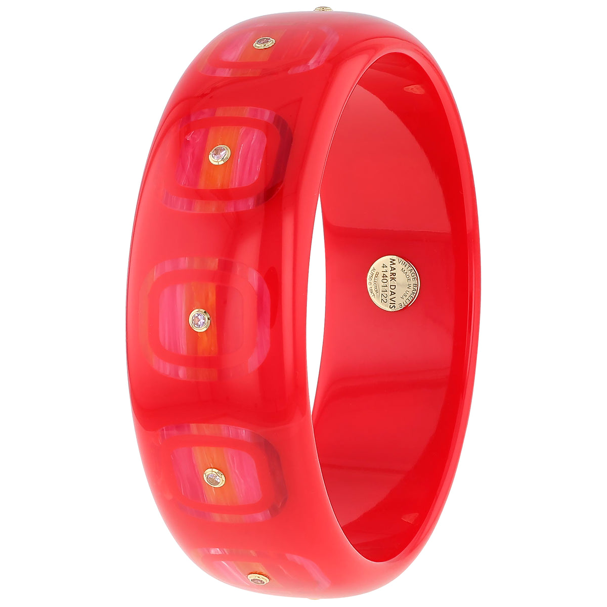 Valentina Bangle | Bakelite with inlay and stones. 