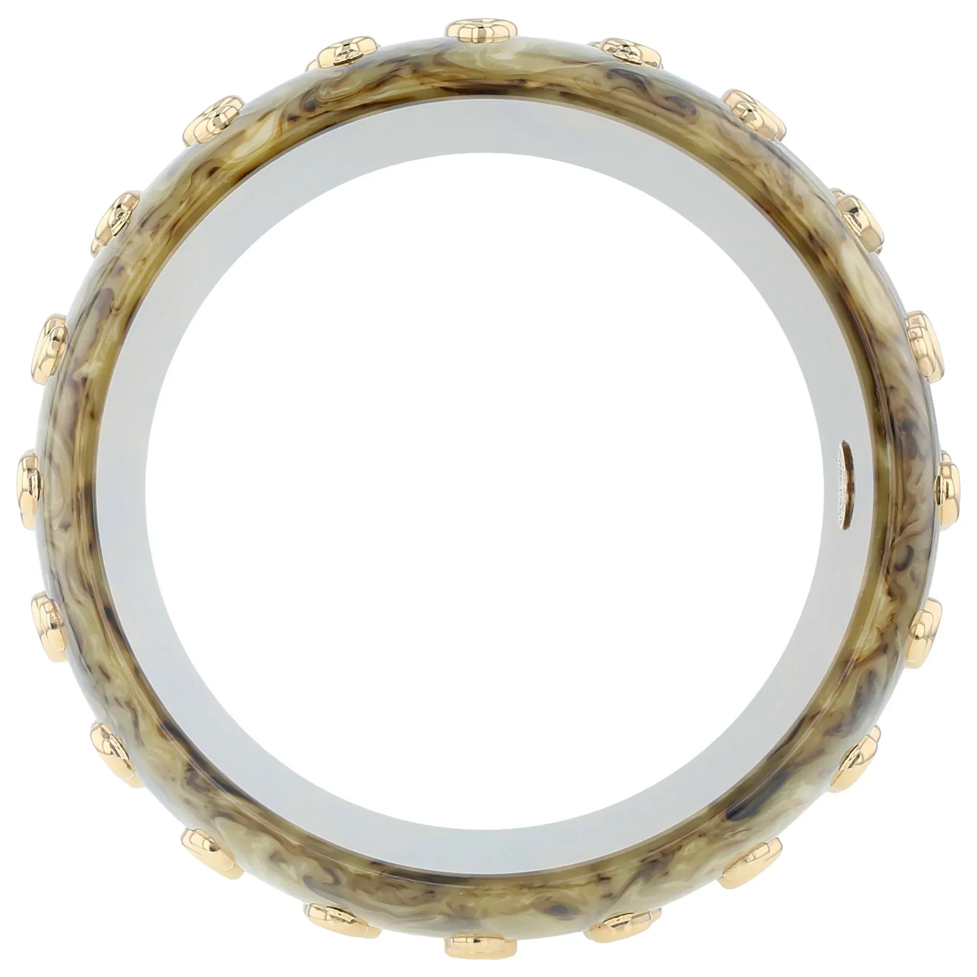 Vallerie Bangle | Fawn brown bakelite with inlay and stones.
