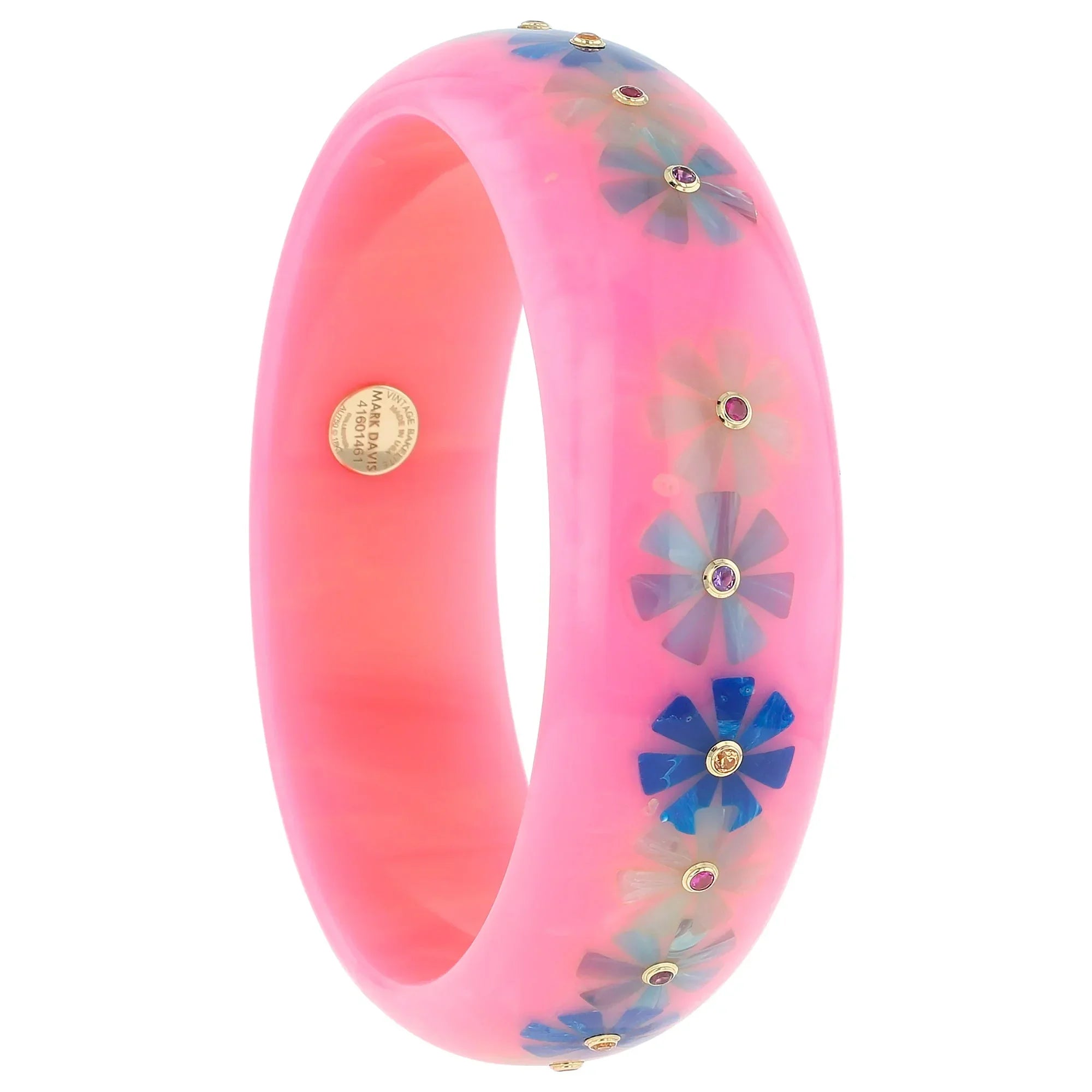 Vanda Bangle | Cherry blossom bakelite with inlay and stones.