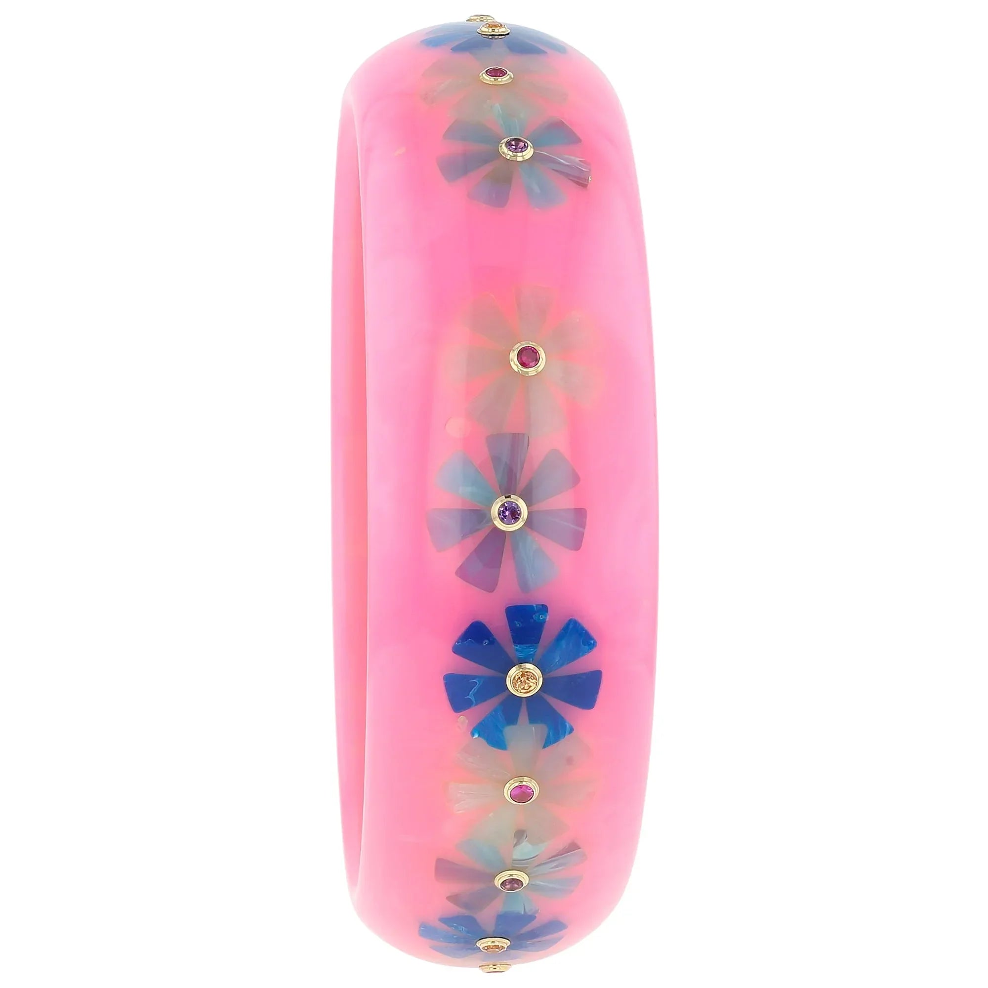 Vanda Bangle | Cherry blossom bakelite with inlay and stones.