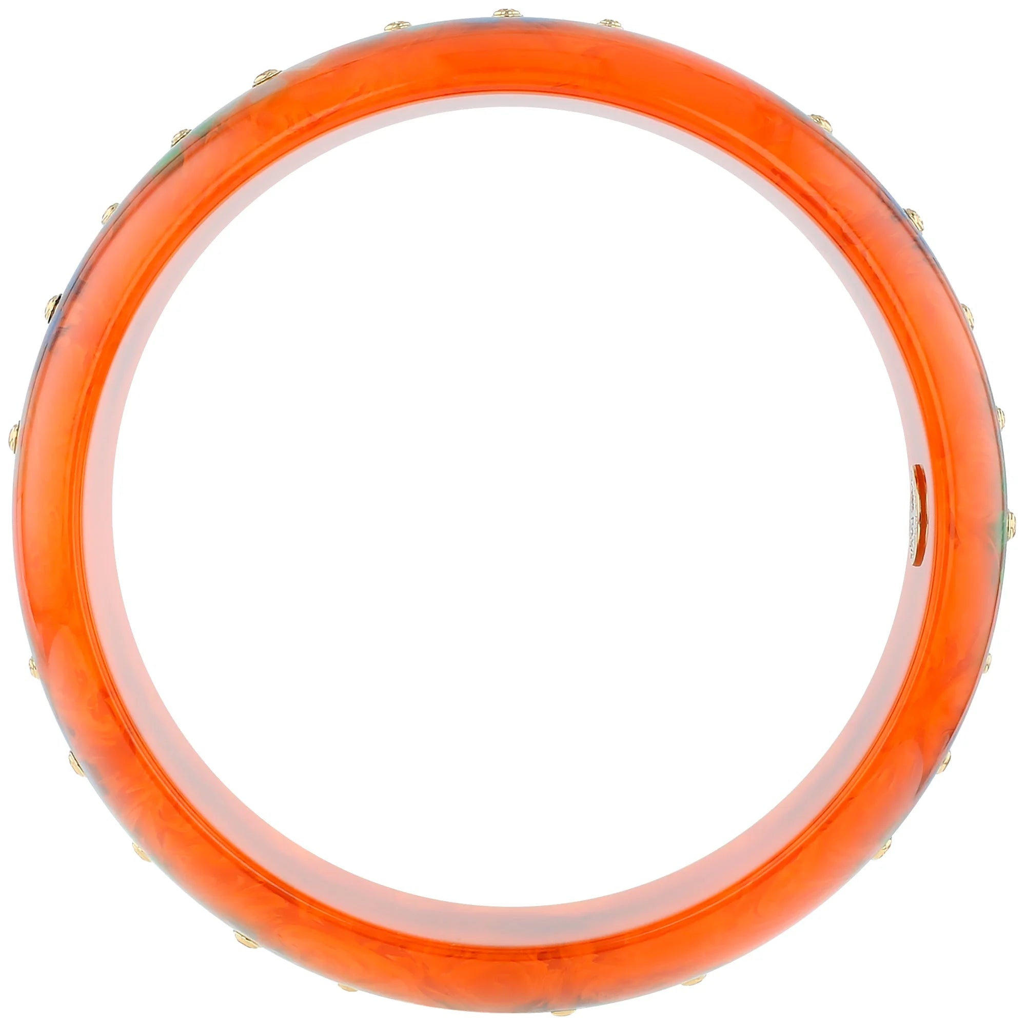 Vanda Bangle | Royal orange bakelite with inlay and stones.