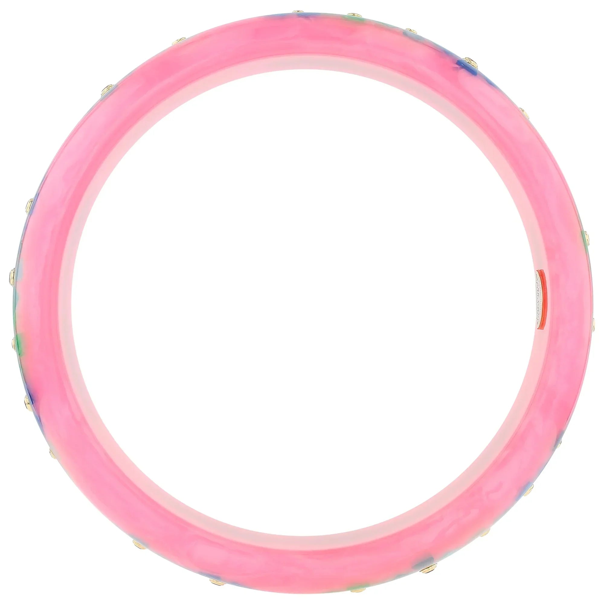 Vanda Bangle | Flamingo pink bakelite with inlay and stones.