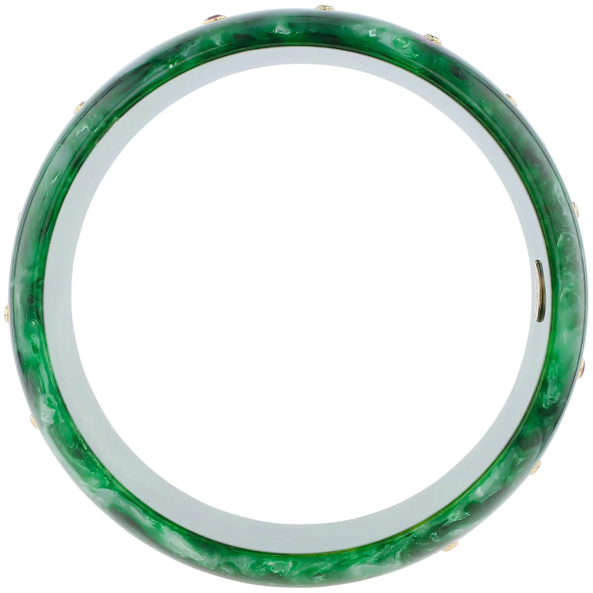 Vanda Bangle | Grass green bakelite with inlay and stones.