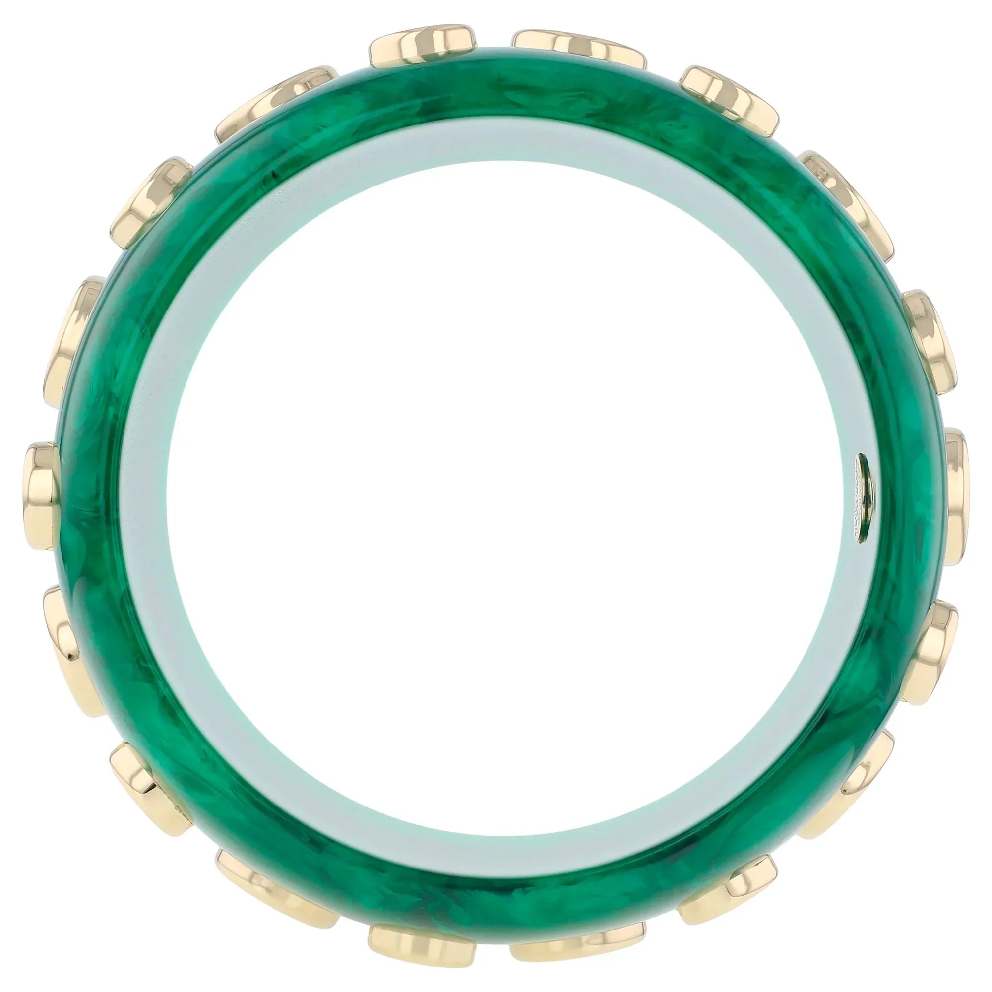 Verona Bangle | Rich green bakelite with inlay.