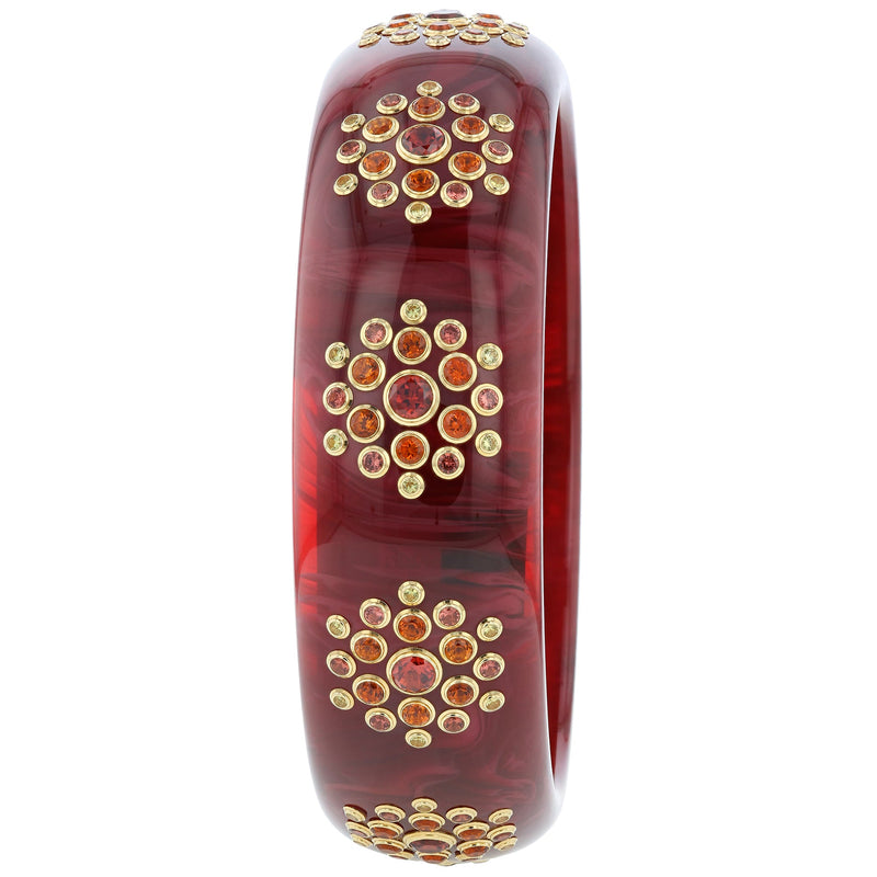 Violet Bangle | Maroon bakelite bangle with inlay and stones.