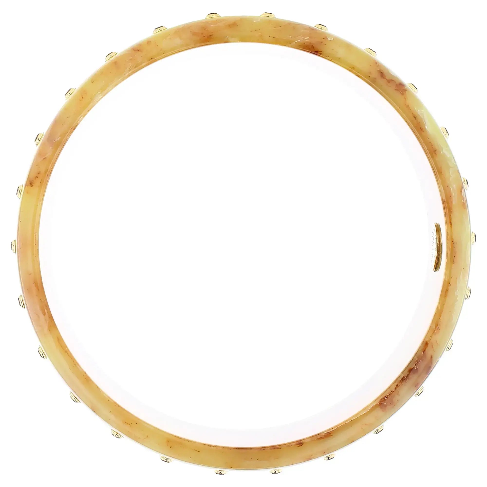 Wren Bangle | Bakelite with square inlay and stones.