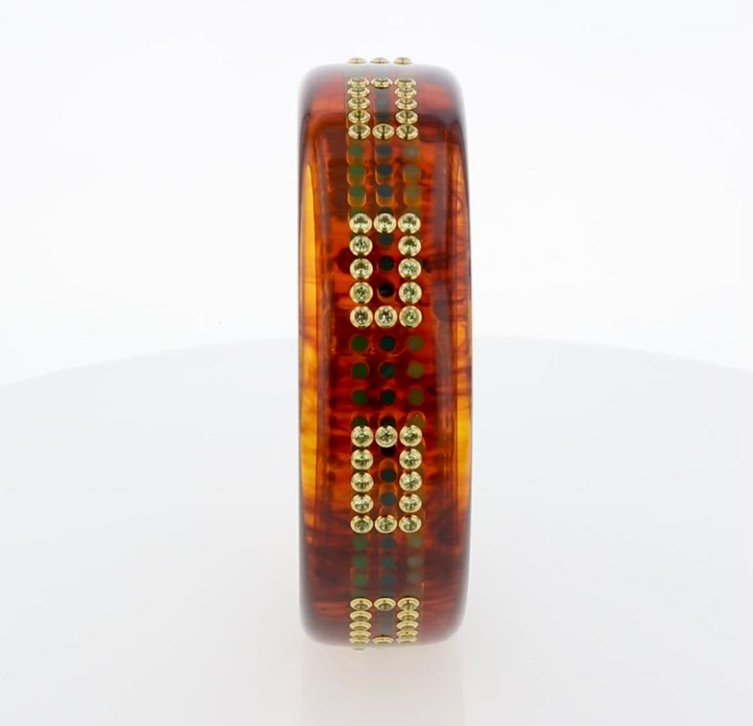 Dorothea Remi Bangle | Polka dot bangle with inlay and stones.