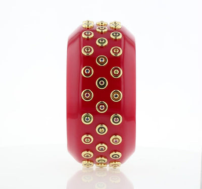 Marilyn III Bangle | Spectacular bakelite bangle with inlay and stones.