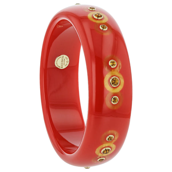 Amelia Bangle | Blood orange bangle with inlay and stones.