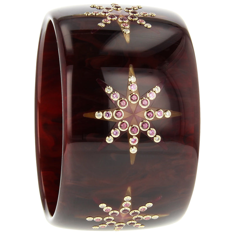 Aster Bangle | Star design bangle with inlay and stones.