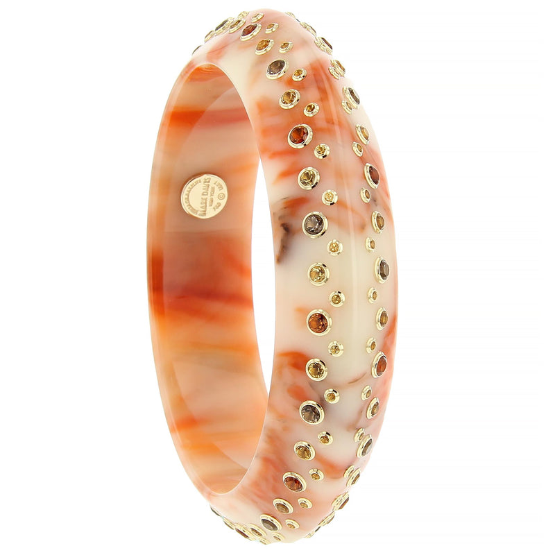 Basil Bangle | Orange cream bangle with stones.