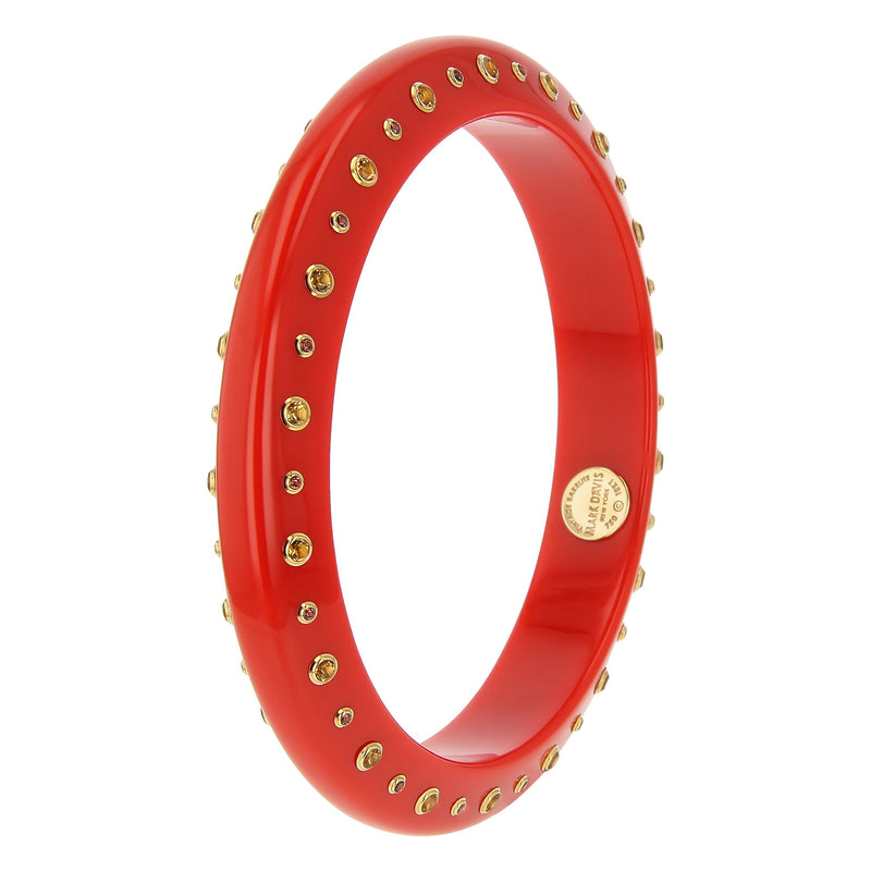 Beverly Bangle | Coral color bangle with stones.