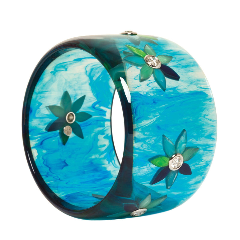 Beverly Bangle | Caribbean blue bangle with inlay and stones.