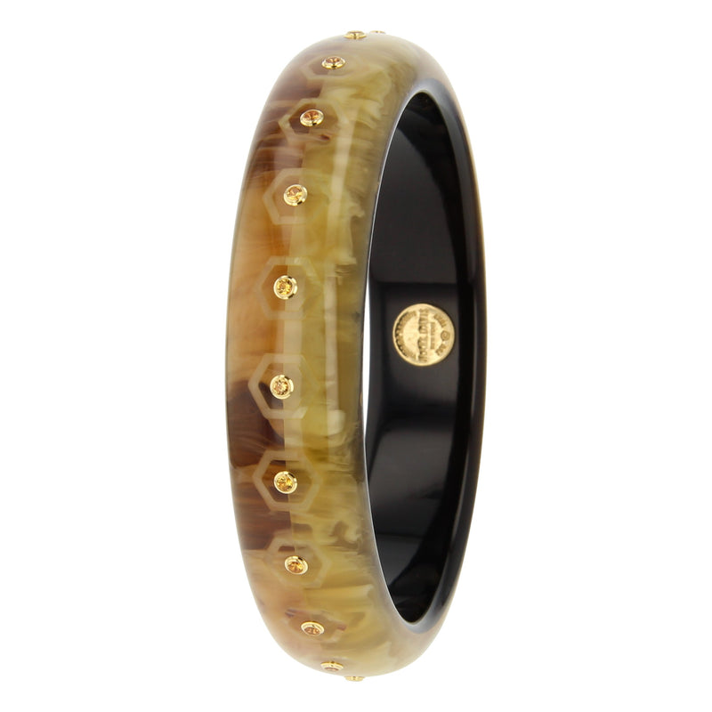 Cecelia Bangle | Two-tone bangle with inlay and stones.