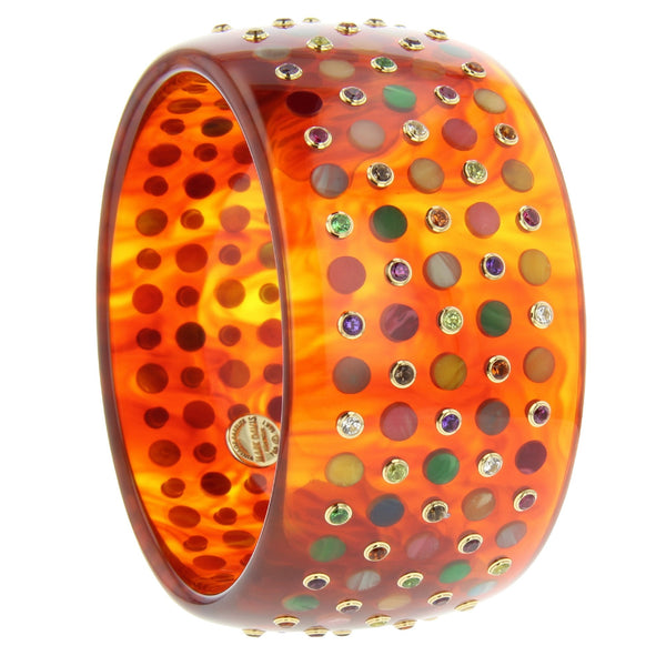 Dorothea IV Bangle | Spotted bangle with inlay and stones.