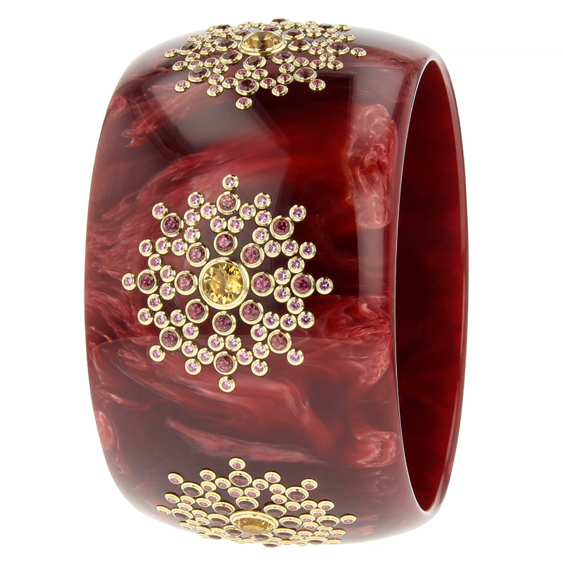 Gloria Bangle | Bakelite bangle with clustered gemstone starbursts.