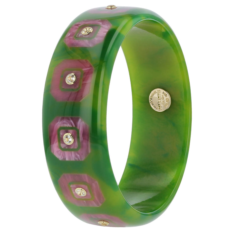 Hailey Bangle | Bakelite bangle with inlay and white topaz stones.