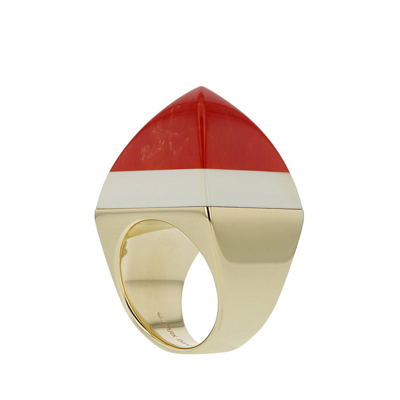 Kendall Ring | Bakelite sugar loaf shaped ring with a gold band.