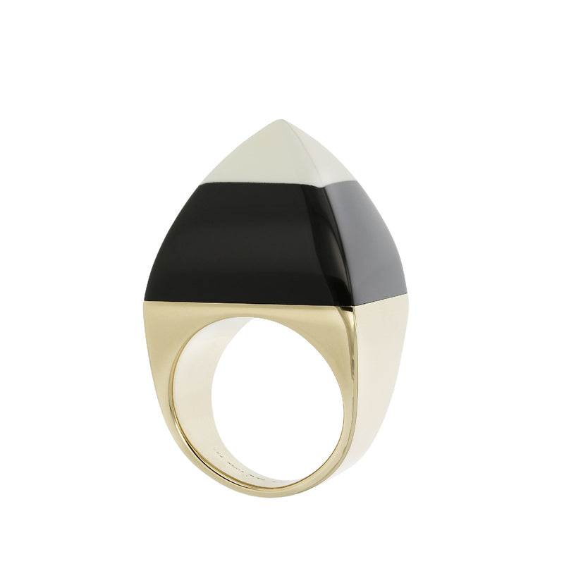 Kendall Ring | High contrast bakelite ring with a gold band.