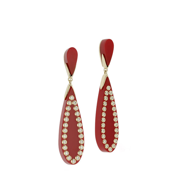 Lexi Earring | Bakelite drop earrings with white sapphire stones.