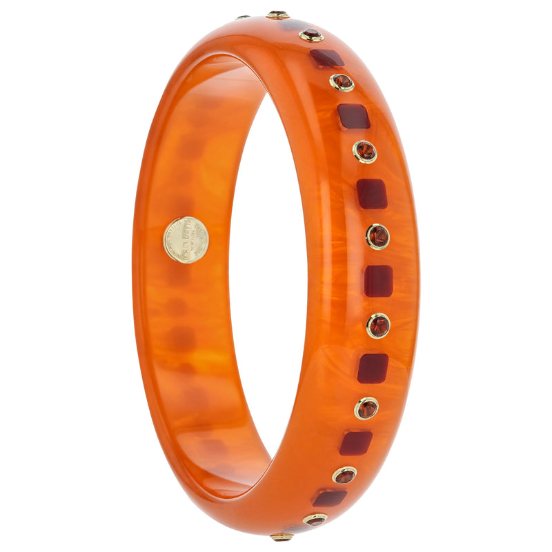 Linnie Bangle | Bakelite bangle bracelet that adds a pop of color to your wardrobe, with inlay and stones.