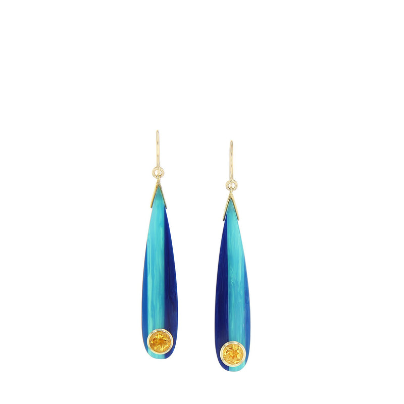 Lola Earrings | Graphic bakelite dangle earrings with stones.