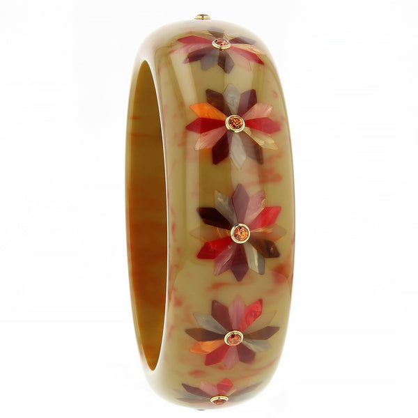 Maren Bangle | Bakelite bangle with inlaid blossoms and stones.