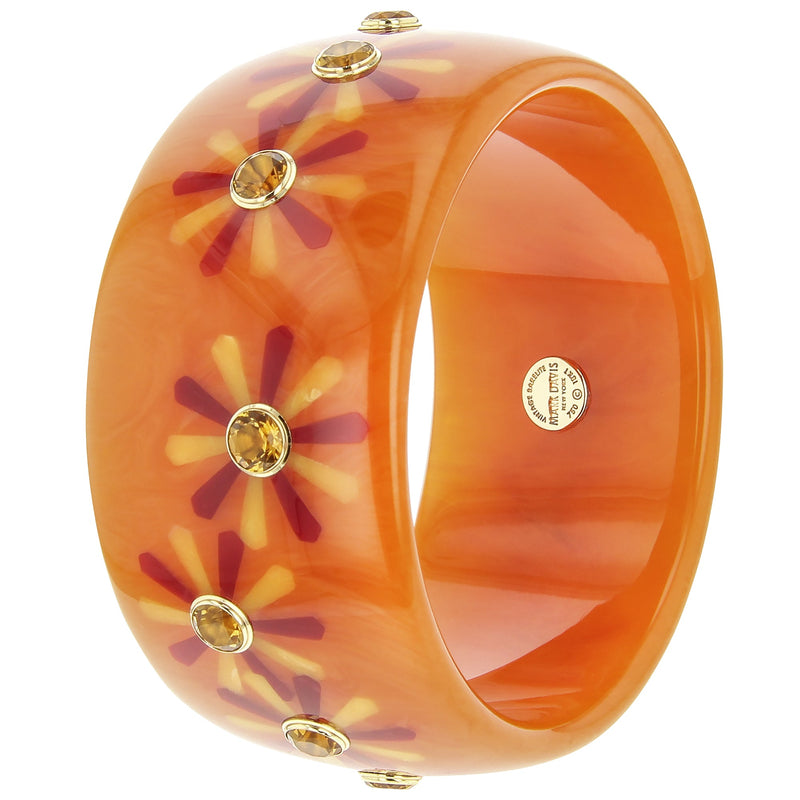 Rose Bangle | Daisy bakelite bangle with inlay and stones.