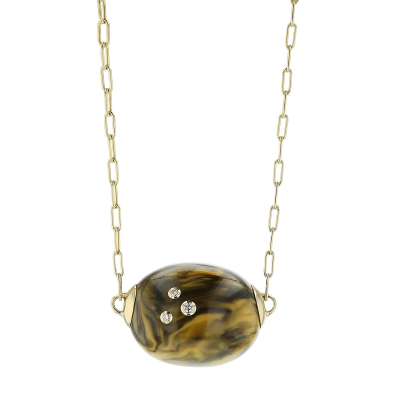 Sutton Necklace | Artful bakelite pendant with stones and a chain.